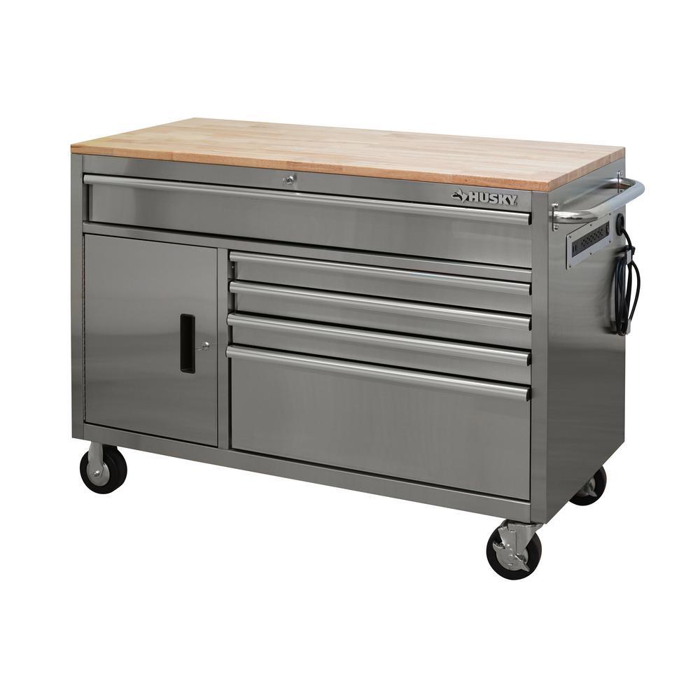 52 in. 9-Drawer Mobile Workbench in Gloss Blue - Super Arbor