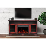 Savona 59 in. Electric Fireplace Heater TV Stand in Cherry with Enhanced Log Display and Remote - Super Arbor