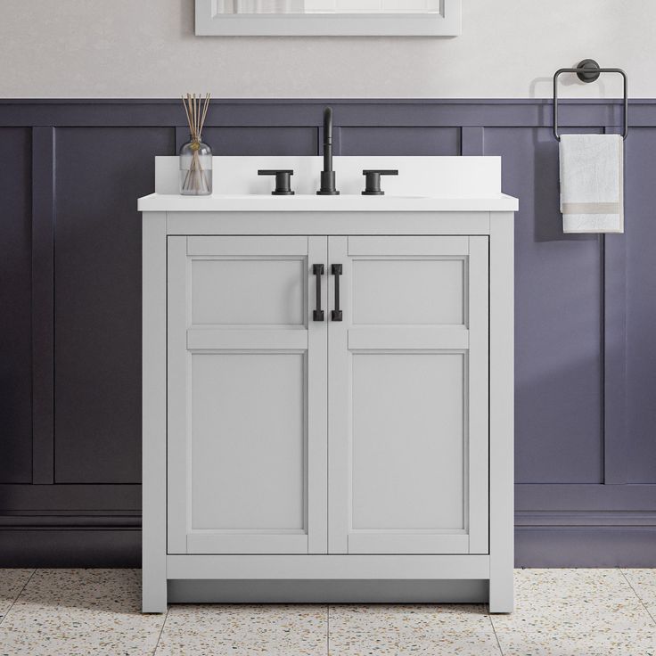 Style Selections Lowry 31-in Light Gray Single Sink Bathroom Vanity with White Acrylic Top