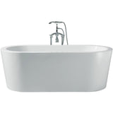 70 in. Acrylic Center Drain Oval Flat Bottom Freestanding Bathtub in White - Super Arbor