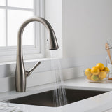 Esina Single-Handle Pull-Down Sprayer Kitchen Faucet with Dual Function Sprayhead in All-Brite Spot Free Stainless Steel - Super Arbor