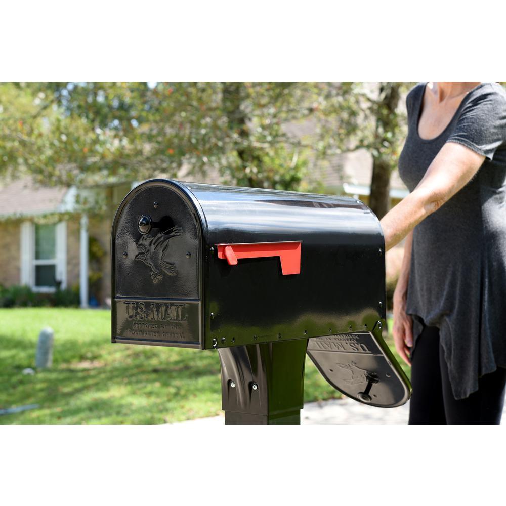 Outback Double Door, Large, Steel, Post Mount Mailbox, Black - Super Arbor