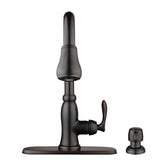 Pavilion Single-Handle Pull-Down Kitchen Faucet with TurboSpray and FastMount and Soap Dispenser in Bronze - Super Arbor