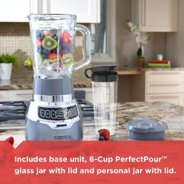 PowerCrush 48 oz. 3-Speed Silver Digital Blender with Travel  Cup