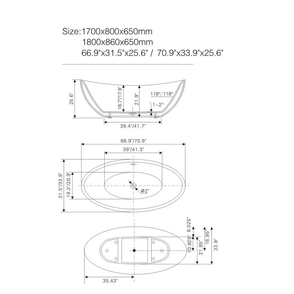 Valence 71 in. Acrylic Flatbottom Freestanding Bathtub in White - Super Arbor