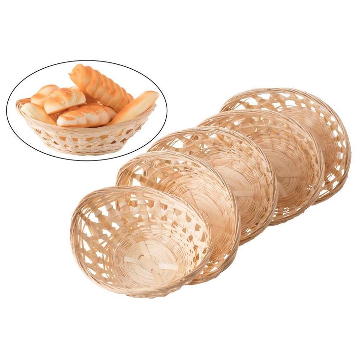 Natural Bamboo Oval Storage Bread Basket Storage Display Trays (Set of 5)