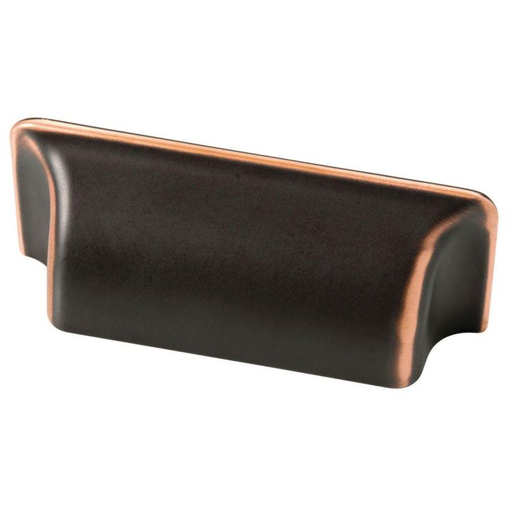 3 in. (76 mm) Center-to-Center Bronze with Copper Highlights Rectangular Cup Drawer Pull