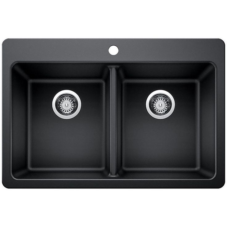 Glacier Bay Drop-in/Undermount Granite Composite 33 in. 1-Hole 50/50 Double Bowl Kitchen Sink with Low Divide White