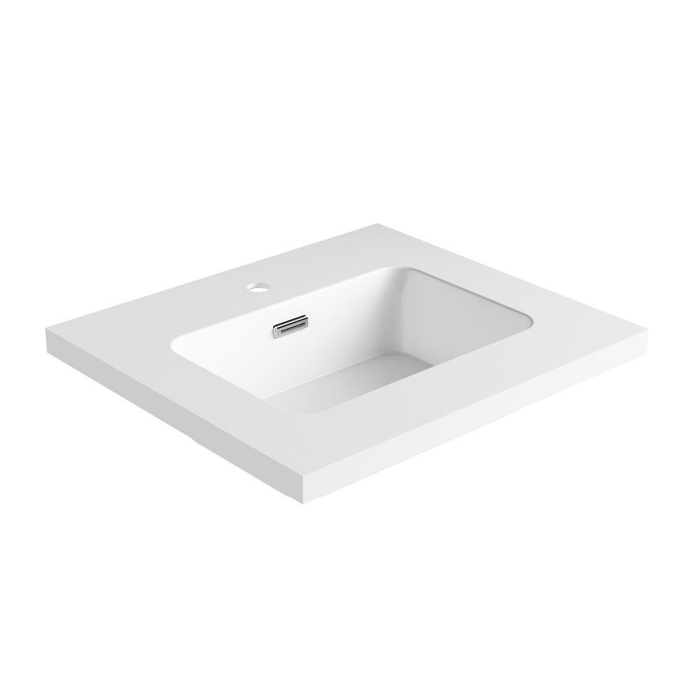 True 74 in. W Solid Surface Vessel Vanity Top in Matt White with Matt White Basin - Super Arbor