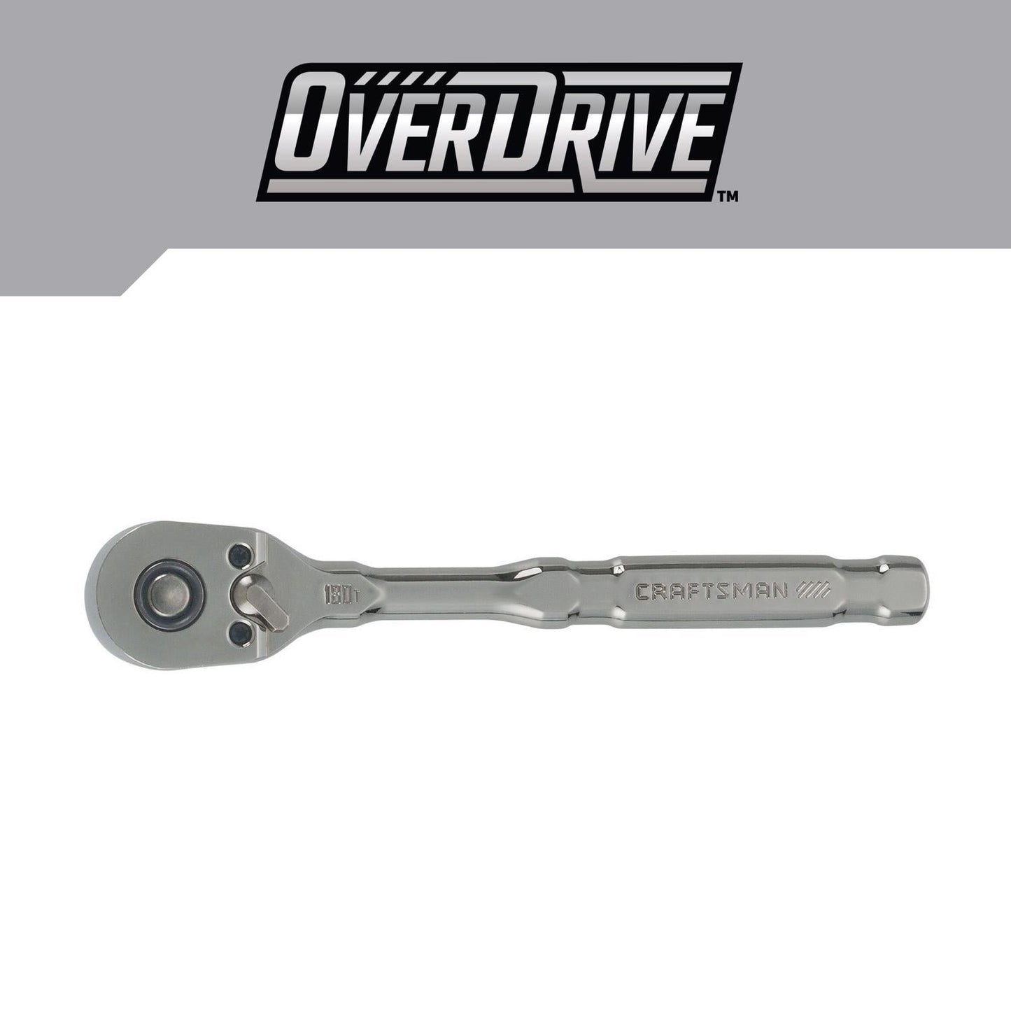 Craftsman Overdrive 1/4 in. Drive Pear Head Ratchet, 180 Teeth