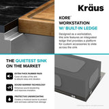 Kore Workstation Farmhouse/Apron-Front Stainless Steel 36 in. Single Bowl Kitchen Sink