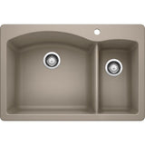DIAMOND Dual Mount Granite Composite 33 in. 1-Hole 70/30 Double Bowl Kitchen Sink in Metallic Gray - Super Arbor