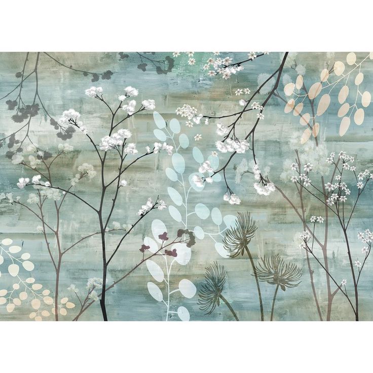 MHF Home Blue Floral 18 in. W x 13 in. L Polypropylene Placemat Set (4-Pack)