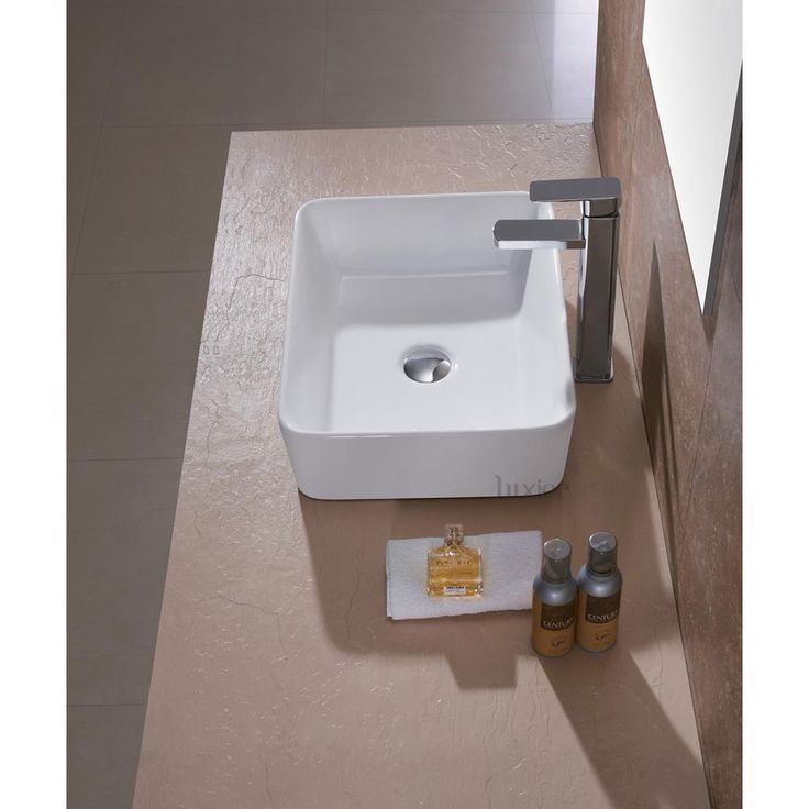 LUXIER Rectangular Bathroom Ceramic Vessel Sink Art Basin in White