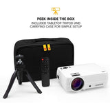 FLIK X7 1280 x 720 LCD Home Theater Projector System with 100 Lumens -Tripod and Case Included -Projects Up to 150 in. - Super Arbor