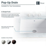 Undermount Porcelain Bathroom Sink in White with Pop-Up Drain in Brushed Nickel - Super Arbor