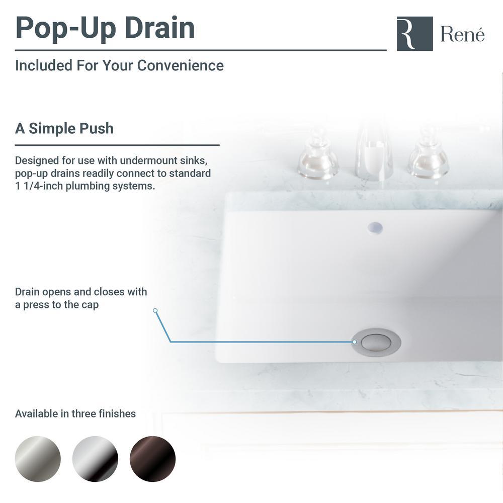 Undermount Porcelain Bathroom Sink in White with Pop-Up Drain in Brushed Nickel - Super Arbor