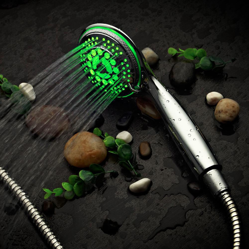 5-Spray Setting LED Handheld Shower in Chrome - Super Arbor