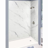 Expressions 36 in. x 60 in. x 72 in. 3-Piece Easy Up Adhesive Alcove Shower Wall Surround in White - Super Arbor
