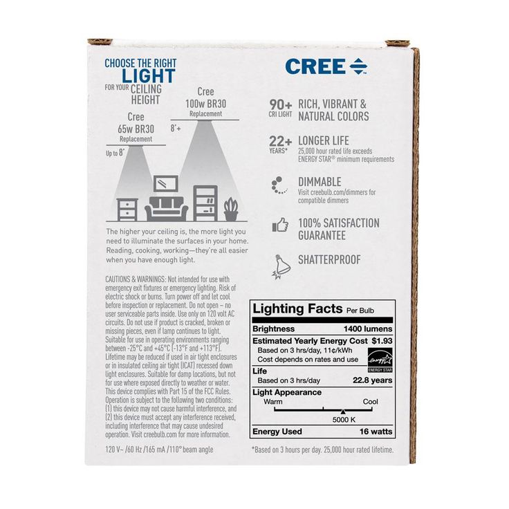 Cree 100W Equivalent Daylight (5000K) BR30 Dimmable Exceptional Light Quality LED Light Bulb