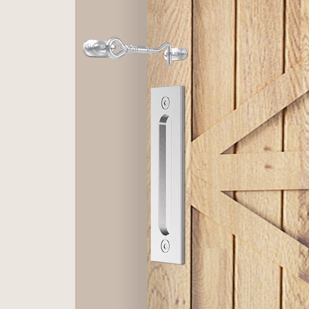 12 in. Stainless Steel Ladder Sliding Barn Door Handle with Hook Lock Latch - Super Arbor