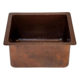 Undermount Hammered Copper 20 in. 0-Hole Kitchen Bar Sink in Oil Rubbed Bronze