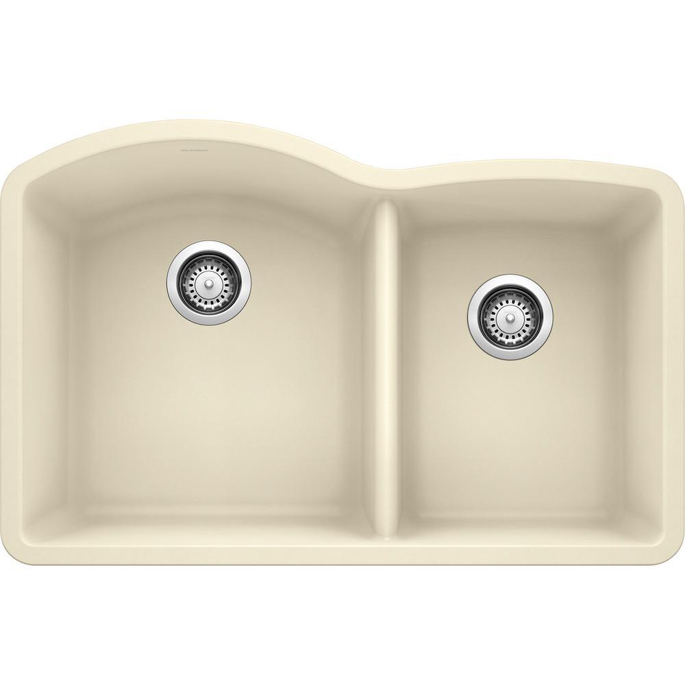DIAMOND Undermount Granite Composite 32 in. 60/40 Double Bowl Kitchen Sink in Anthracite - Super Arbor