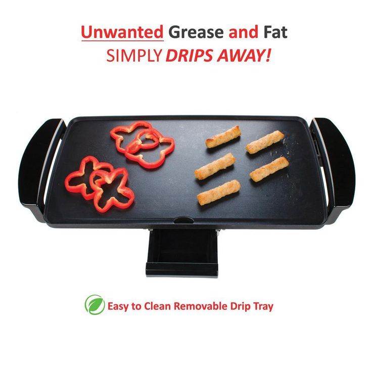 27 sq. in. Black Nonstick Electric Griddle with Drip Pan