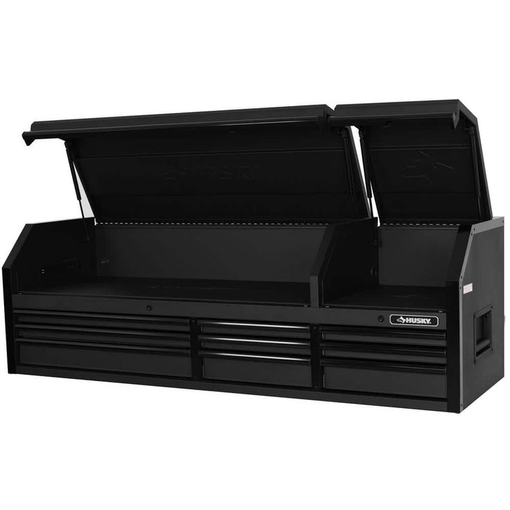 Husky 72 in. Heavy Duty Matte Black Top Tool Chest with 9 Drawers and Power Strips