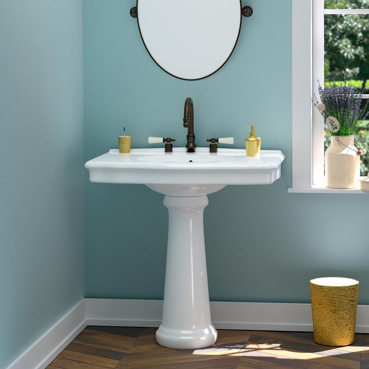 Barclay Products Anders Pedestal Sink Combo in White with 4 in. Centerset Faucet Holes