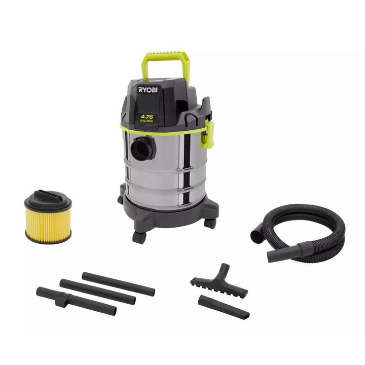 ONE+ 18V Cordless 4.75 Gallon Wet/Dry Vacuum (Tool Only) with Hose, Crevice Tool, Floor Nozzle, and Extension Wands - Super Arbor