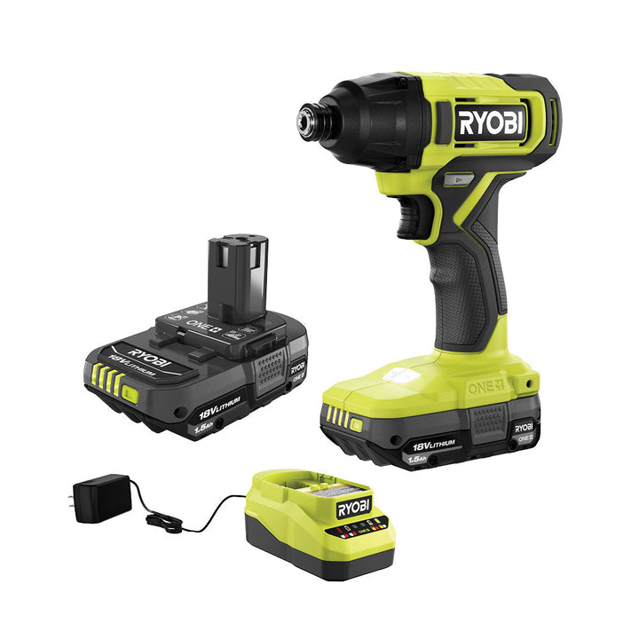 RYOBI ONE+ 18V Cordless 1/4 in. Impact Driver Kit with (2) Batteries, Charger & Bag + 20-Piece Impact-Rated Driving Set