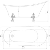 60 in. Fiberglass Slipper Clawfoot Non-Whirlpool Bathtub in Matte Antique Brass - Super Arbor