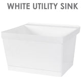 22.875 in. x 23.5 in. White 19 gal. Thermoplastic Utility Sink Kit with Black Metal Legs, P-Trap and Supply Lines - Super Arbor