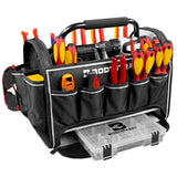 18 in. Contractor's Tote Bag with Integrated Parts Bin Compartment and Waterproof Rain Cover - Super Arbor