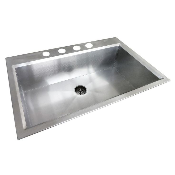 Dual Mount Stainless Steel 33 in. 4-Hole Single Bowl Kitchen Sink in Satin Finish