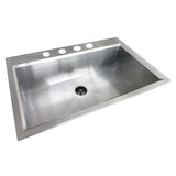 Dual Mount Stainless Steel 33 in. 4-Hole Single Bowl Kitchen Sink in Satin Finish