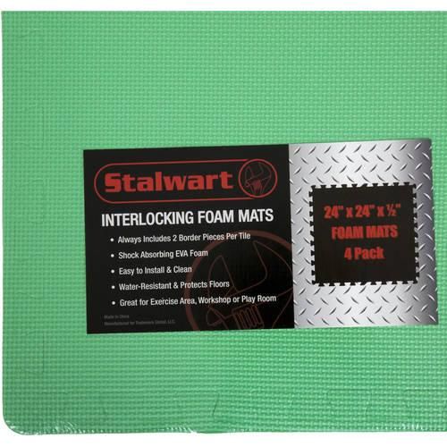 Foam Mat Floor Tiles, Interlocking EVA Foam Padding by Stalwart ? Soft Flooring for Exercising, Yoga, Camping, Kids, Babies, Playroom ? 4 Pack