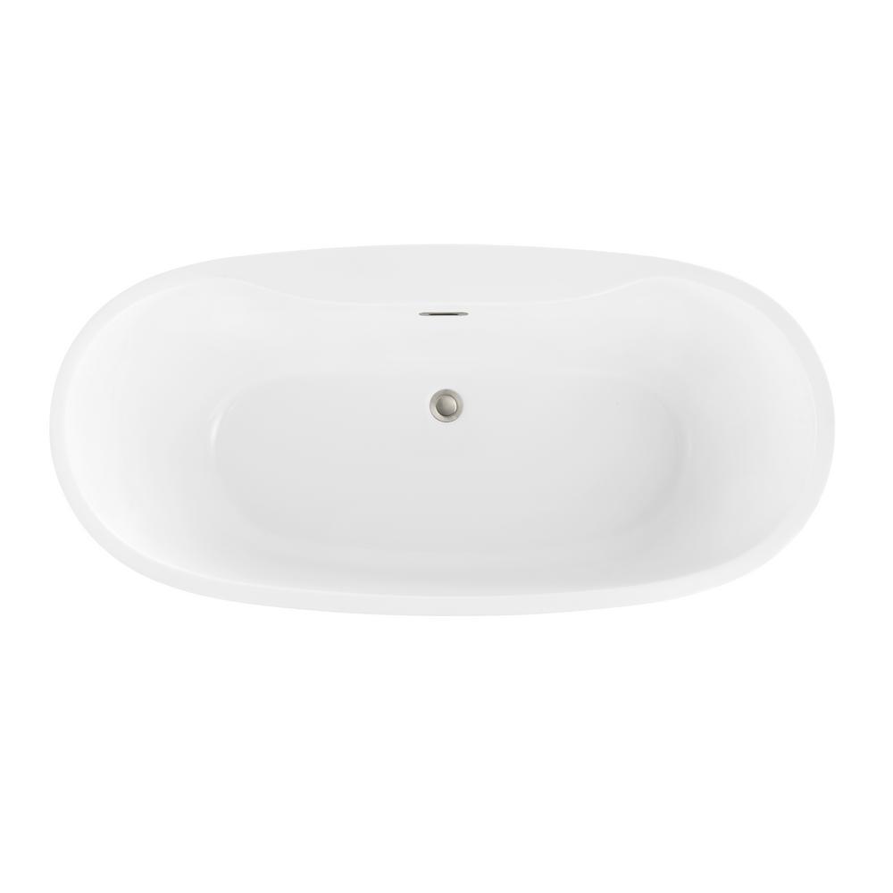 Jewel 60 in. Acrylic Double Backrest Flatbottom Non-Whirlpool Bathtub in White - Super Arbor