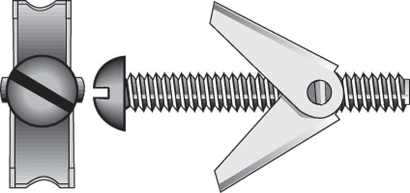 Hillman 1/8 in. Diameter x 3 in. Length Round Steel Toggle Bolt, Zinc-Plated, 2-Pack
