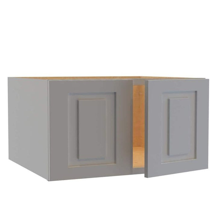 Home Decorators Collection Grayson 27 in. W x 24 in. D x 15 in. H Assembled Plywood Wall Bridge Kitchen Cabinet in Pearl Gray with Soft Close