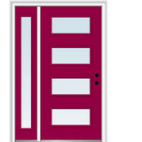 53 in. x 81.75 in. Celeste Clear Low-E Glass Right-Hand 4-Lite Eclectic Painted Steel Prehung Front Door with Sidelite - Super Arbor