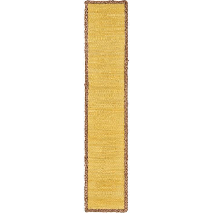 Sunny Day 14 in. W x 72 in. L Yellow Jute Border Table Runner