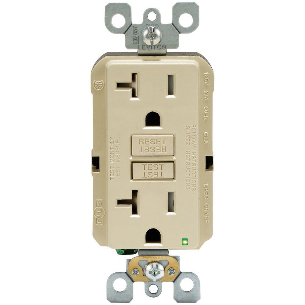 20 Amp 125-Volt Duplex SmarTest Self-Test SmartlockPro Tamper Resistant GFCI Outlet, Light Almond - Super Arbor