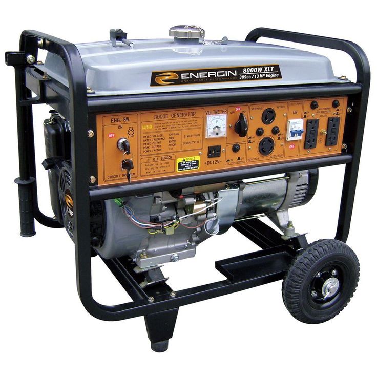 Energin 5500-Watt Gasoline Powered Electric Start Portable Generator with XLE Engine and Wheel Kit