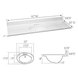 61 in. W Cultured Marble Vanity Top in Solid White with 4 in. Center Set Solid White Single Basin - Super Arbor