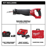 M18 FUEL 18-Volt Lithium-Ion Brushless Cordless SAWZALL Reciprocating Saw Kit W/(2) 9.0Ah Batteries & Hard Case - Super Arbor