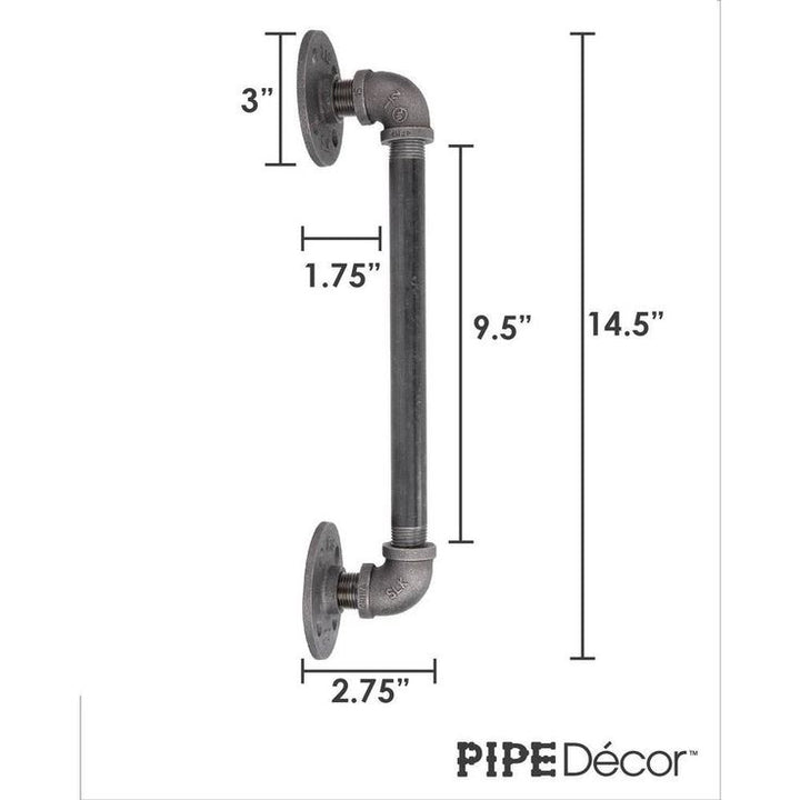 1/2 in. x 14.5 in. L Black Pipe Barn Door Handle Kit