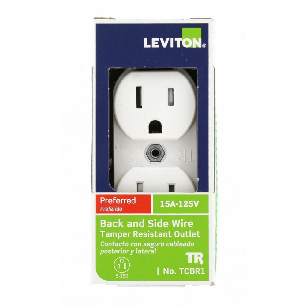 15 Amp Commercial Grade Tamper Resistant Duplex Outlet, White - Super Arbor