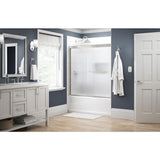 Simplicity 60 in. x 58-1/8 in. Semi-Frameless Traditional Sliding Bathtub Door in Nickel with Rain Glass - Super Arbor